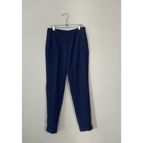 JOIE Size 0 Navy Blue Dress Pants Career Style# J099-10101 Cuffed Hem Church - Picture 1 of 7